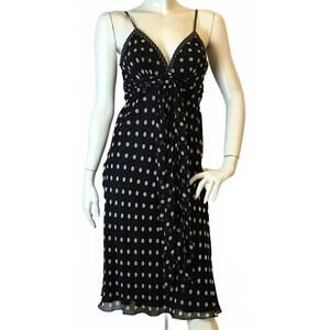 NEW GEORGES RECH women's polka dot sleeveless dress in black
